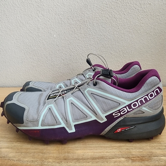 Salomon Womens Speedcross 4 Trail Running Shoes Sneakers Grey Purple Size 10 - Picture 8 of 15